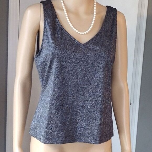 Cabernet Women's Size XL Sparkly Nylon Metallic Dark Silver Tank Top - Picture 9 of 9